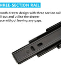 Close-up of three-section rail design on Heavy Duty 12 Inch Full Extension Drawer Slides With Ball Bearing Side Mount Rails.