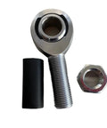 Two Piece Male Heim Rod Ends M12x1.75 Thread Chromoly Steel Heavy Duty Bearing Set With Nuts, detailed view of the rod end and nut.