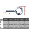 Heavy Duty Eye Bolts Set 10 Pcs Lifting Eye Nuts Hooks Bolts Kit Carbon Steel M4x12 15 20 30 40 mm Eye Size 40mm For Lifting Hanging Rigging And Secure Connections size chart