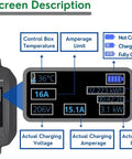 Level 2 EV Charger With Adjustable Amperage 10A 16A 24A, 30 Foot Cable, 10 30P Plug, LED screen showing charging details