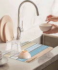 Wood Grain Blue Beige Dish Drying Mats 2 Pack For Kitchen Counter 18x24 Inches Vintage Farm Microfiber Absorbent Drainer Rack Mats