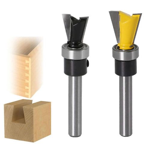 The Ultimate Dovetail Routing Knockout Featuring 1/4 Inch Shank Hard Alloy Bits With Precision Bearing Guide for woodworking.