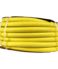 Hardcore Half Inch By Fifty Foot Rubber Air Hose Assembly Rated For 300 PSI Oil And Fuel Resistant Nitrile Core Shop Grade Compressor Line For The Grind Heavy Duty Boss Approved Ready To Run Plus Lifetime Warranty Support, coiled yellow hose