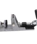 Heavy Duty Aluminum Pocket Hole Jig Kit Featuring Single Side Design And 3 8 Inch TiCoated Drill Bits To Knock Out Sharp Cabinet Joints With Zero Board Flipping Headaches side view with handle and adjustable guide.