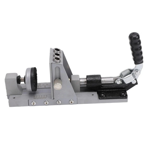 Heavy Duty Aluminum Pocket Hole Jig Kit Featuring Single Side Design And 3 8 Inch TiCoated Drill Bits To Knock Out Sharp Cabinet Joints With Zero Board Flipping Headaches side view with handle and adjustable guide.