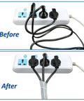 Comparison of cables before and after using Half Inch 20 Ft Spiral Cable Wrap For Wires And Cables Keeps Your Cords Neat N Tidy Durable PE Cord Cover Sleeve