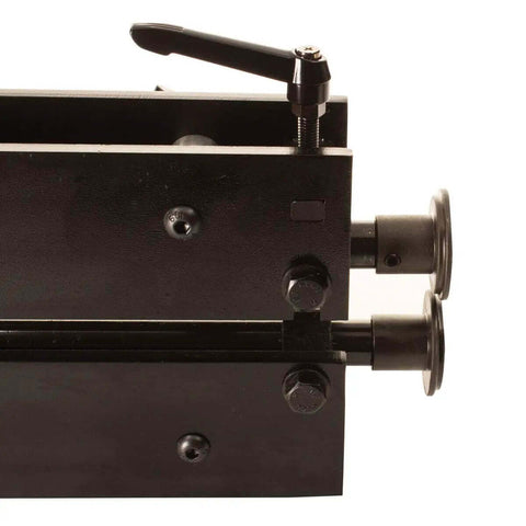 Elite Bead Roller With 27 Inch Throat Capacity showing die set detail, heavy duty crank tool for metal fabrication panels