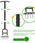 Assembly instructions for Heavy Duty Lawn Aerator Spike Tool With 18 Steel Spikes And 38.8 Inch Manual Handle, double pipe handle.