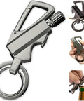 Infinity Lighter Multitool Keychain With Bottle Opener And Waterproof Windproof Permanent Match For Camping And Survival, shown in use