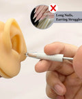 Piercing Taper And Ball Grabber Tool Set For 14G 16G 18G 20G Stainless Steel Flat Back Earring Applicator being used on ear model