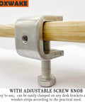 Mini C Clamps Stainless Steel 0.83 Inch For Working, mounted on wooden strip, adjustable screw for metal mounting, 6 pack