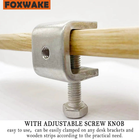 Mini C Clamps Stainless Steel 0.83 Inch For Working, mounted on wooden strip, adjustable screw for metal mounting, 6 pack