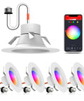 Smart Retrofit Recessed LED Can Lights Kit With Baffle Trim Five To Six Inch 13W 1100Lm RGBWW Color Changing 2700K To 6500K in image