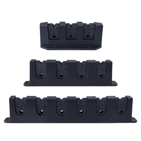 Heavy Duty Steel Fishing Rod Storage Rack Wall Mount Holder For Three Four Or Six Rods with foam inserts, front view