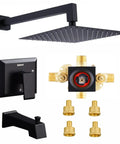 Dope Black Shower Faucet Set With Tub Spout And High Pressure Balance Valve Ultra Thin 10 Inch Stainless Steel 304 Shower Head