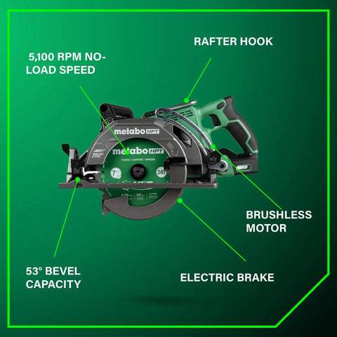 36V Cordless Circular Saw With Battery Pack Lightweight Rear Handle Design 7-1/4 Inch Blade Brushless Motor Electric Brake