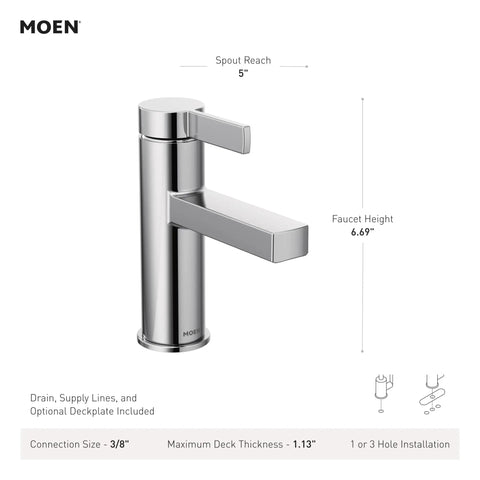 Beric Chrome Modern One-Handle Single Hole Bathroom Faucet With Drain Assembly And Optional Deck Plate For Your Bath Sink 84774 Perfect For The Daily Grind With Aerated Flow And Easy To Install