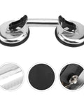 Heavy Duty Silver Glass Lifting Tool With Quick Release Handle And Safety Lock, aluminum alloy gripper with rubber suction cups.