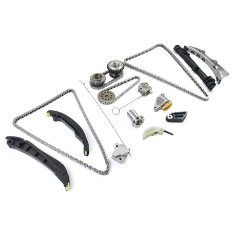 Beefed Up 3.6L V6 Timing Chain Kit Replacement For 2011 2015 Ram 1500 Jeep Grand Cherokee Challenger Charger Journey Durango And VW 3.6L Engines With Gears Tensioners Rails OE Style Premium Auto Parts displayed.
