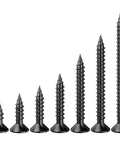 385 Piece Flat Head Black Wood Screws Set With Self Tapping Metal Screws And Drywall Anchors Kit Heavy Duty Corrosion Resistant Rust Proof