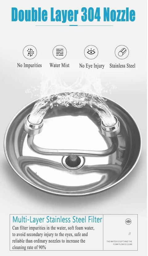 Emergency Eyewash Station Kit For Quick Eye And Body Rinses with 304 stainless steel double layer nozzle and multi-layer filter.