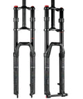 Dual Crown MTB Air Fork 27.5 29 Inch With 150mm Travel Rebound Adjust 32mm Stanchions front and side views