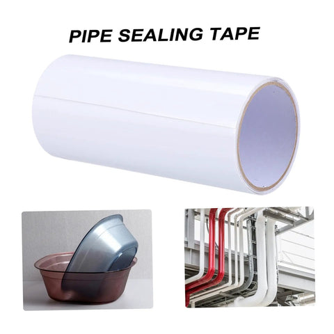 Waterproof Repair Tape For Water Leaks With Heavy Duty Strong Adhesive Mending Tape For Pipes Buckets Tarps And More Quick Fix Sealant Tape To Stop Leaks And Seal Wet Surfaces Fast Ideal For Quick Home And Outdoor Repairs roll, shown with applications on pipes and buckets.