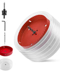 Six And One Quarter Inch Hole Saw Kit For Recessed Lighting With Dust Bowl Catcher Bi Metal Cutter components displayed