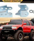 Toyota 4Runner Panhard Correction Kit PCK For 3rd Gen 1996 To 2002 Bolt On Frame Mount Alignment Drop Bracket With Two Hardened 3mm Spacers Easy Slide On Install For Better Steering And Precise Wheel Alignment, steel spacers and brackets shown