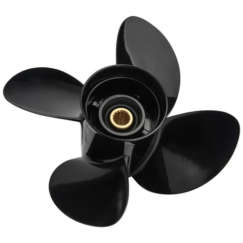 4 Blade Aluminum Outboard Propeller 14 Inch By 17 Inch With 15 Spline Fits 50 HP To 140 HP DF Series Motors Right Hand Rotation