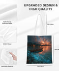 Polynesian Outrigger Canoe Prints Tote Bag For Women Large Capacity Canvas Beach Shopper, waterproof and sandproof, 15x16 inches