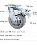 Mavvilo Heavy-Duty Swivel Caster Wheels 4-Inch Industrial Office Wheels with Brake showcasing TPR double axle wheel and brake device.