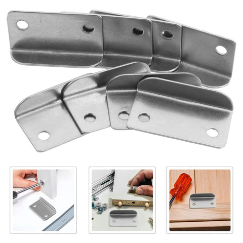 Badass Heavy Duty L Shape Drawer Lock Strike Plates Silver Metal Latch Fasteners For Cabinet Security, pack of twenty iron fasteners.