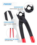 Pincer tool from 120 Piece Stainless Steel Single Ear Hose Clamp Kit with red handles and chrome-vanadium steel construction.