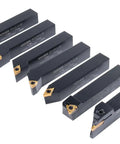 Three Quarter Inch Shank Seven Piece Indexable Turning Tool Set With Extra Inserts TiN Coated C6 Carbide Inserts Positive Rake