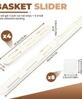 Super Slick Self Stick Adhesive Pull Out Cabinet Drawer Sliders With Heavy Duty Bottom Mount Rails For DIY Bin Organizers, 4 pull-out rail strips.