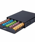 Dope Metal Nespresso Pod Holder Drawer For Vertuo 50 Pod Capacity Black Coffee Capsule Organizer with 5 Columns open drawer view