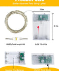Product dimensions and features of 4 Pack 60 LED Battery Operated Fairy Lights With Timer, 20 Ft Waterproof Indoor Outdoor String Lights Cuttable
