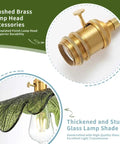 Eemmwet Green Plug in Pendant Light Handmade Glass Hanging Light lamp head with brushed brass finish and green glass shade.