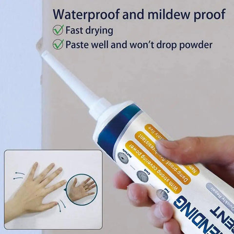 Ultimate Drywall Patch Repair Kit With Scraper And Nozzle Extender For Holes Cracks Dents And Small Wall Damage in use