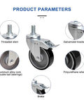Heavy Duty Swivel Caster Wheel Kit Built Tough With Solid Dual Lock Brakes And Rolls Like Butter For Shop Furniture Dollies And Garage DIY Utility Projects with threaded stem and galvanized bracket.