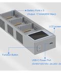 3-Battery Simultaneous Drone Charger with Digital Display for Mavic 3 Series, showcasing ports and LCD screen.