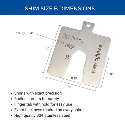 Pro Grade Stainless Steel Slotted Shim Kit 3x3 Inch Size B Pack Of 130 Shims With 0.001 To 0.125 Inch Thicknesses 304 Stainless Rust Resistant