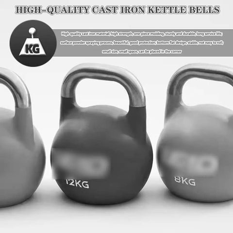 Heavy Duty Cast Iron Kettlebell Set 24kg Green For Home Gym Strength Training With Color Coded Weights visible in 12kg 8kg sizes