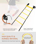 All In One Pro Grade Agility Ladder Set For Football Training With A 20 Foot Speed Ladder, 12 Rungs, details on assembly.