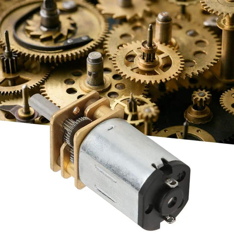 Rugged All Metal 6V DC Gear Motor with 6mm Gearbox 800 RPM with micro gears and copper reducer shown in detail