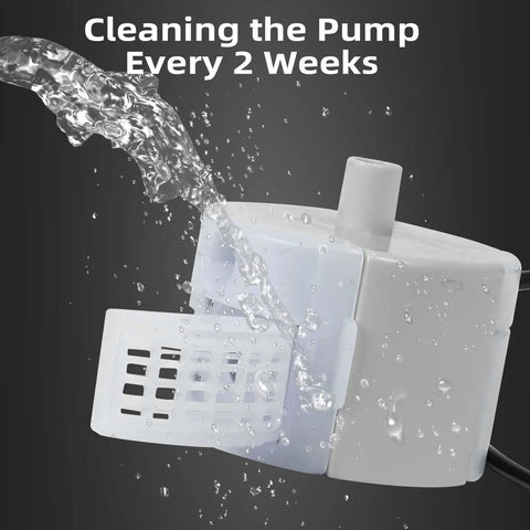 Ultra-Quiet Replacement Pump For Stainless Steel Cat Water Fountains With SMA-800 Motor being rinsed under water