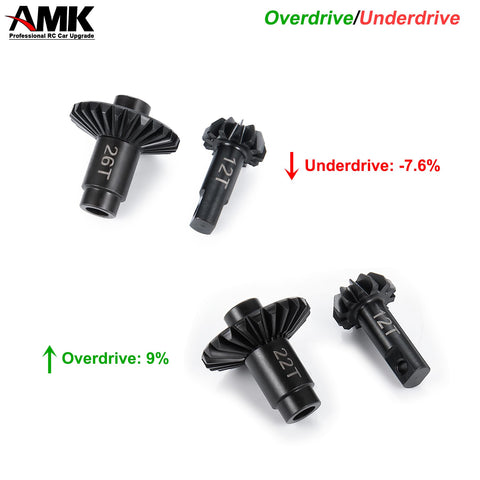 Heavy Duty Steel Bevel Gear Differential Set For 1 18 RC Crawler TRX4M Upgrades Includes 12T 22T Overdrive And 12T 26T Underdrive Gears For Robust Metal Diff Gears Boosting Torque Durability And Smoother Steering On Tough Trails