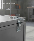 Heavy Duty Toggle Latch Clamp With High Tension Carbon Steel For Securing Tool Boxes, Gear Cases, And Industrial Enclosures To Keep Lids Shut Tight During Rough Transport And Daily Grind on closed toolbox.