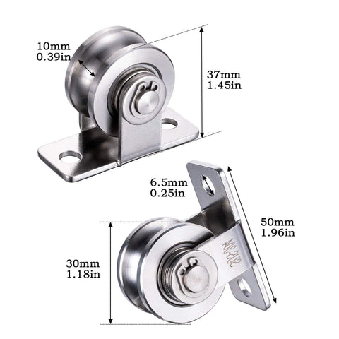 Rope Pulley System Beef Up Your 30mm Wheel Wall Mount With Dual Bearings Stainless Steel Rope Pulley For Pulley System And Sliding Gate Durable Quiet Smooth Rotation For Home Gym Garage, showing dimensional details of the pulley components.